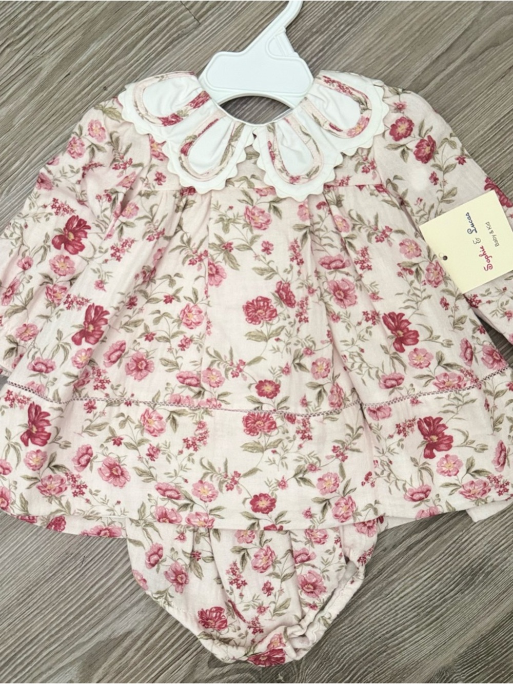 NWT Sophie & Lucas 3M Pink Floral Baby Dress with Matching Bloomer